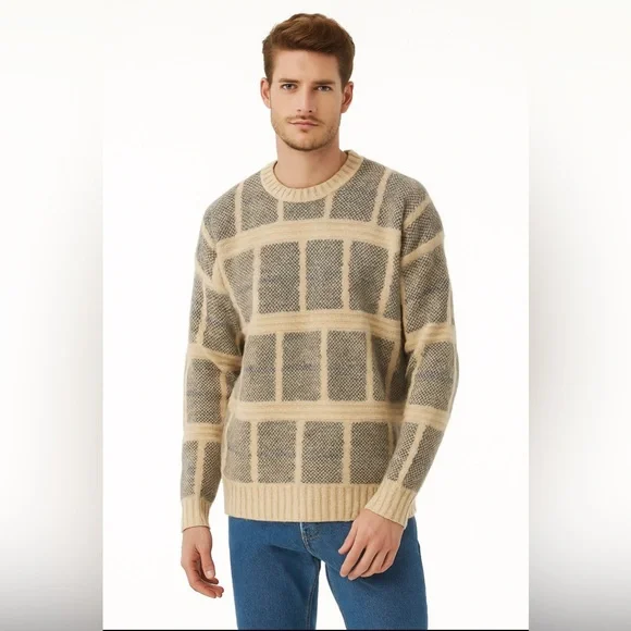 Pendleton Sweater L Cream Gray Virgin Wool - Picture 1 of 5